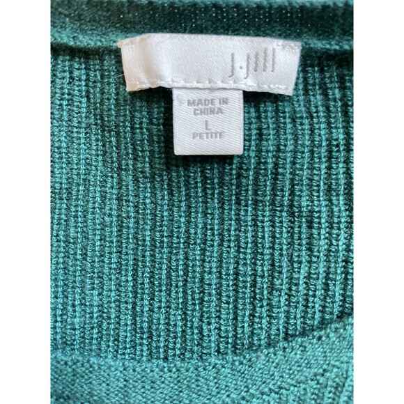 J Jill Womens Sweater Petite L Green Wool Blend Knit Tunic Lightweight a24 - Picture 5 of 9
